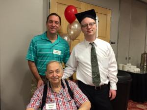 Me, my grandfather Seymour Ungar, and my dad Rabbi Michael Ungar at the English Graduation Breakfast.