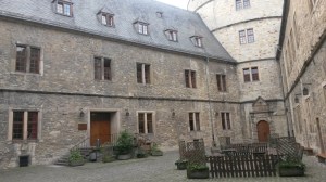 The castle courtyard, facing the direction of the North Tower.